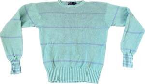 Womens Polo Ralph Lauren Seafoam Green Striped Small Cotton Knit Sweater